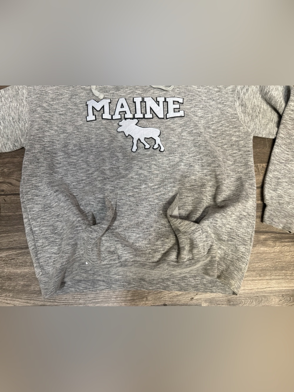 Harrisburg Trading Co Gray MAINE Moose Hoodie Pullover Cozy Cowl Neck 2XL - Picture 5 of 6